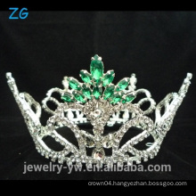 Exquisite A Level Green Crystal Tiara Crown full round crown wholesale round pageant crowns